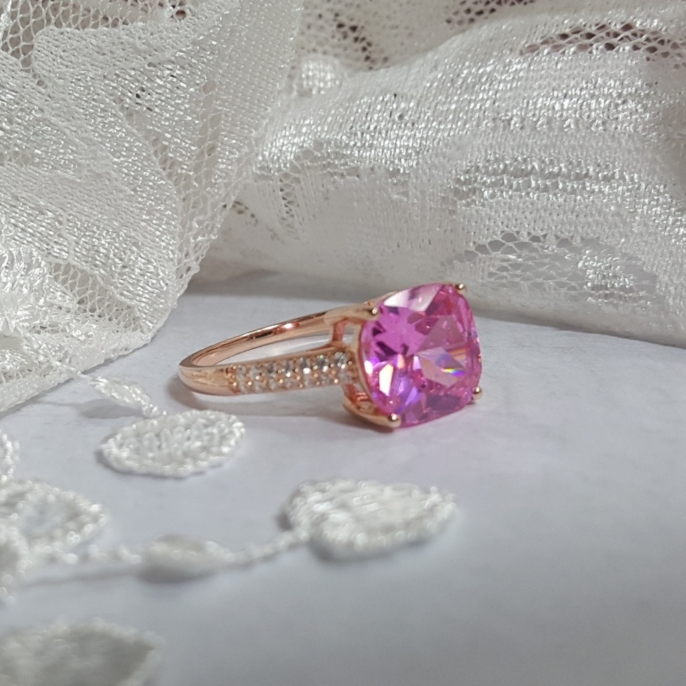 Pink n White Cubic Zirconia in Rose Gold S925